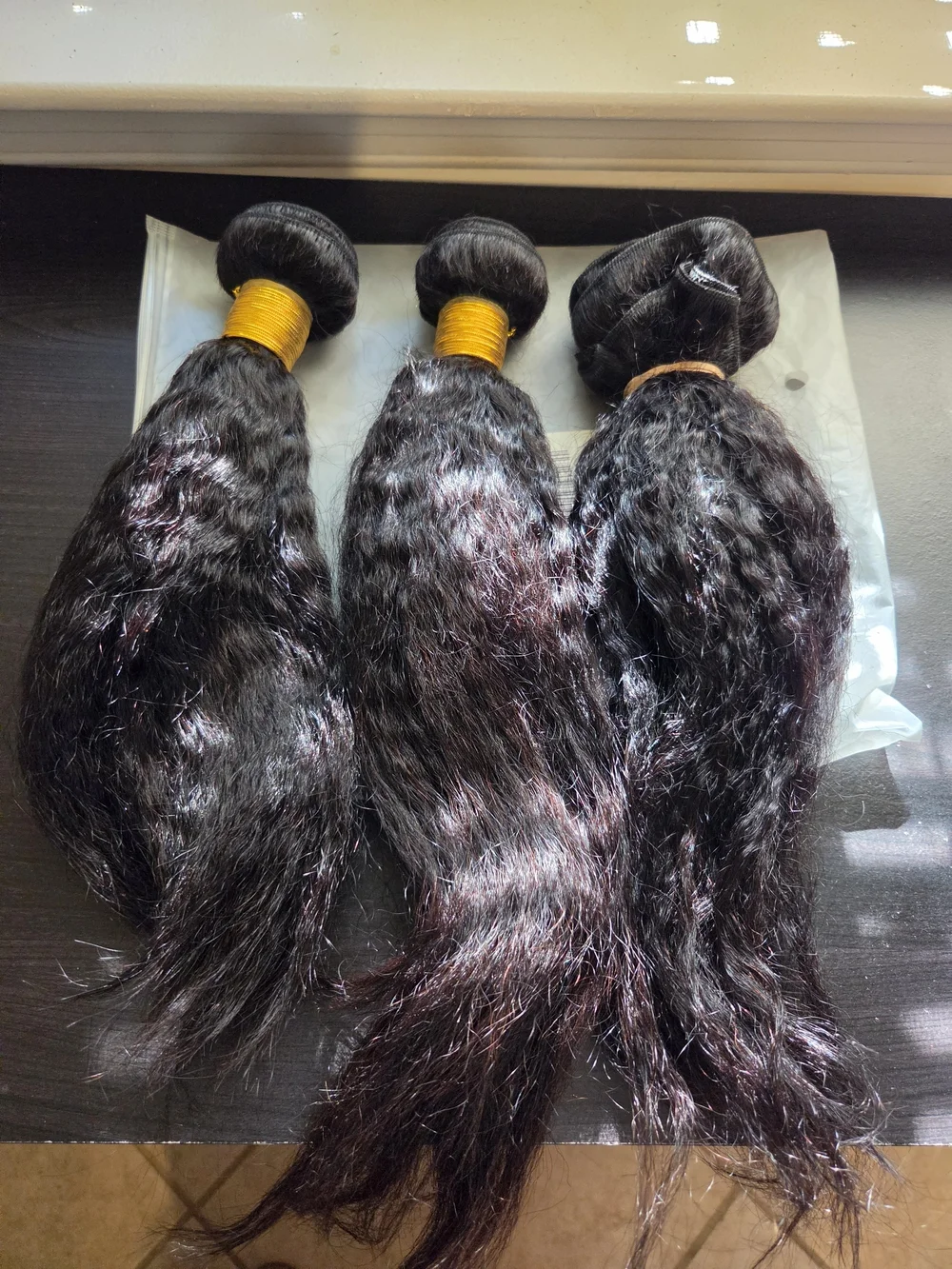 Kinky Straight Bundles Human Hair - 3 Pack 12, 14, 16 Inch